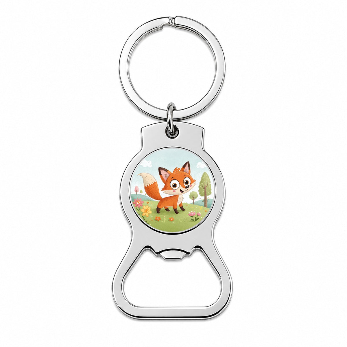 Fox Children's Illustration Style Bottle Opener Keychain