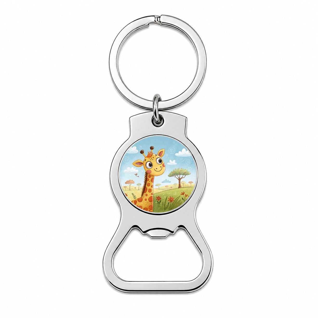 Giraffe Children's Illustration Style Bottle Opener Keychain