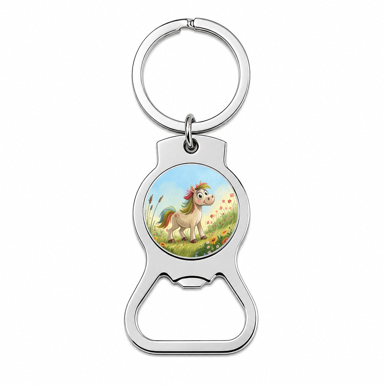 Horse Children's Illustration Style Bottle Opener Keychain
