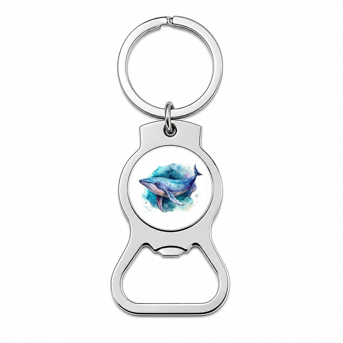 Humpback Whale Watercolor Bottle Opener Keychain