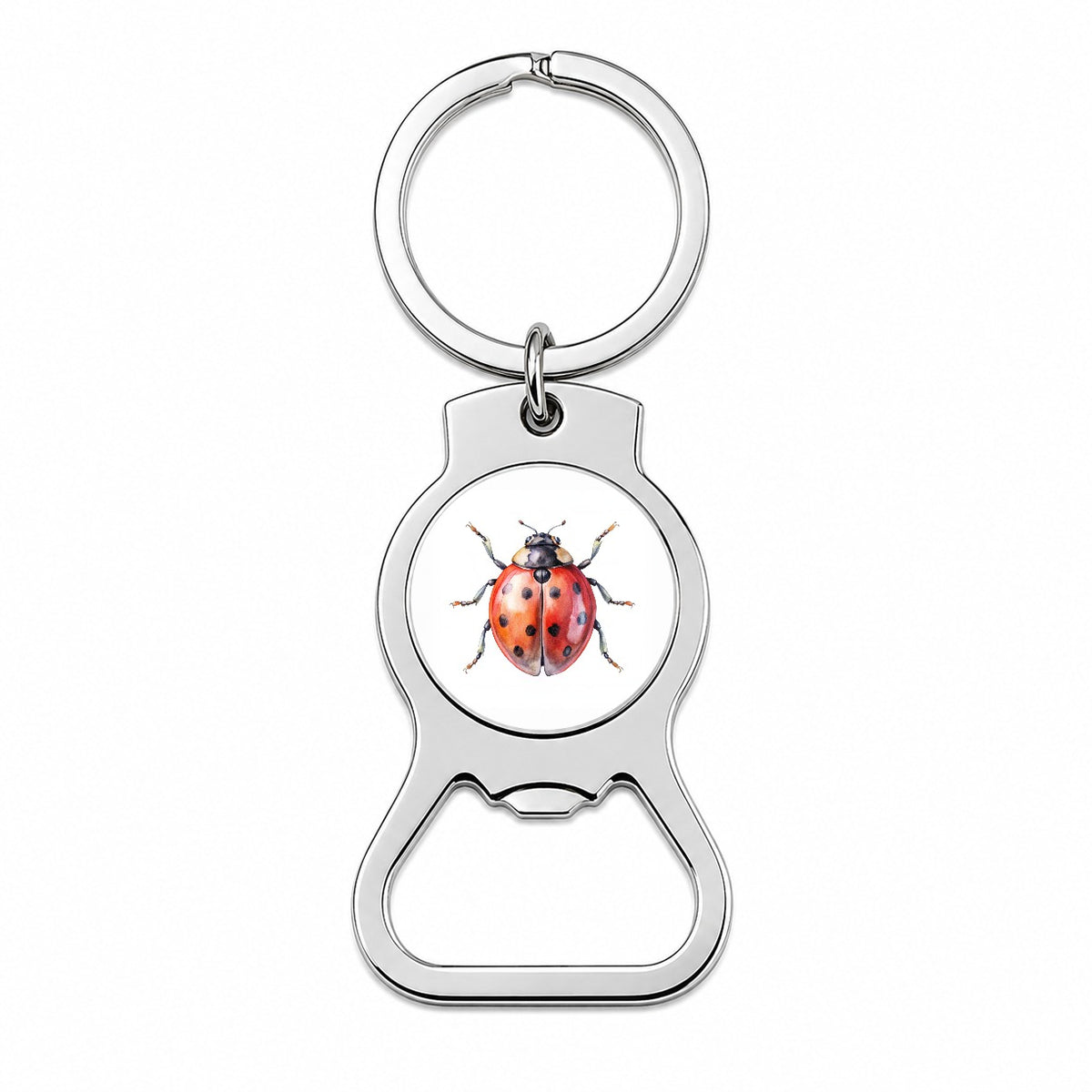 Ladybug Watercolor Bottle Opener Keychain