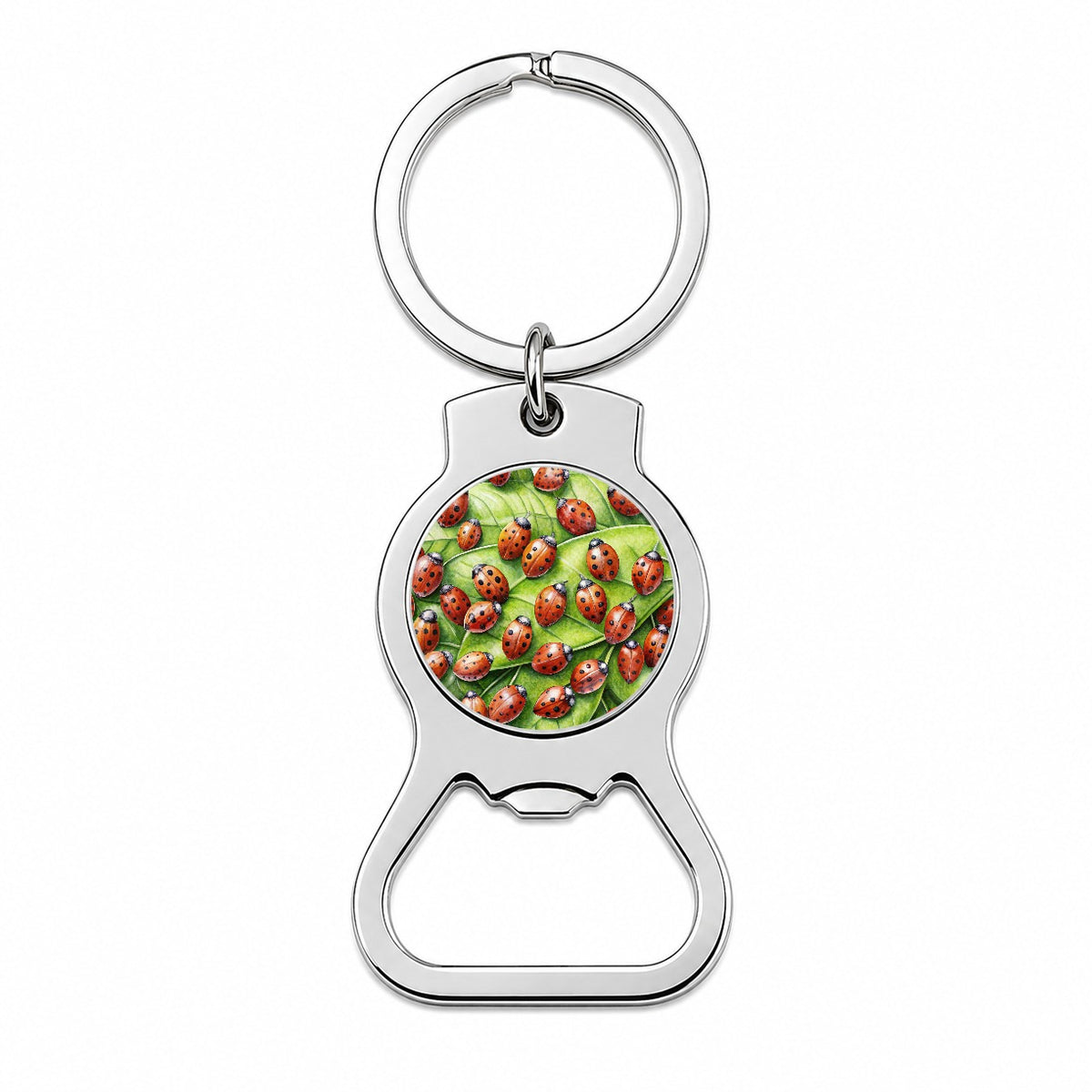 Ladybugs on Leaf Bottle Opener Keychain