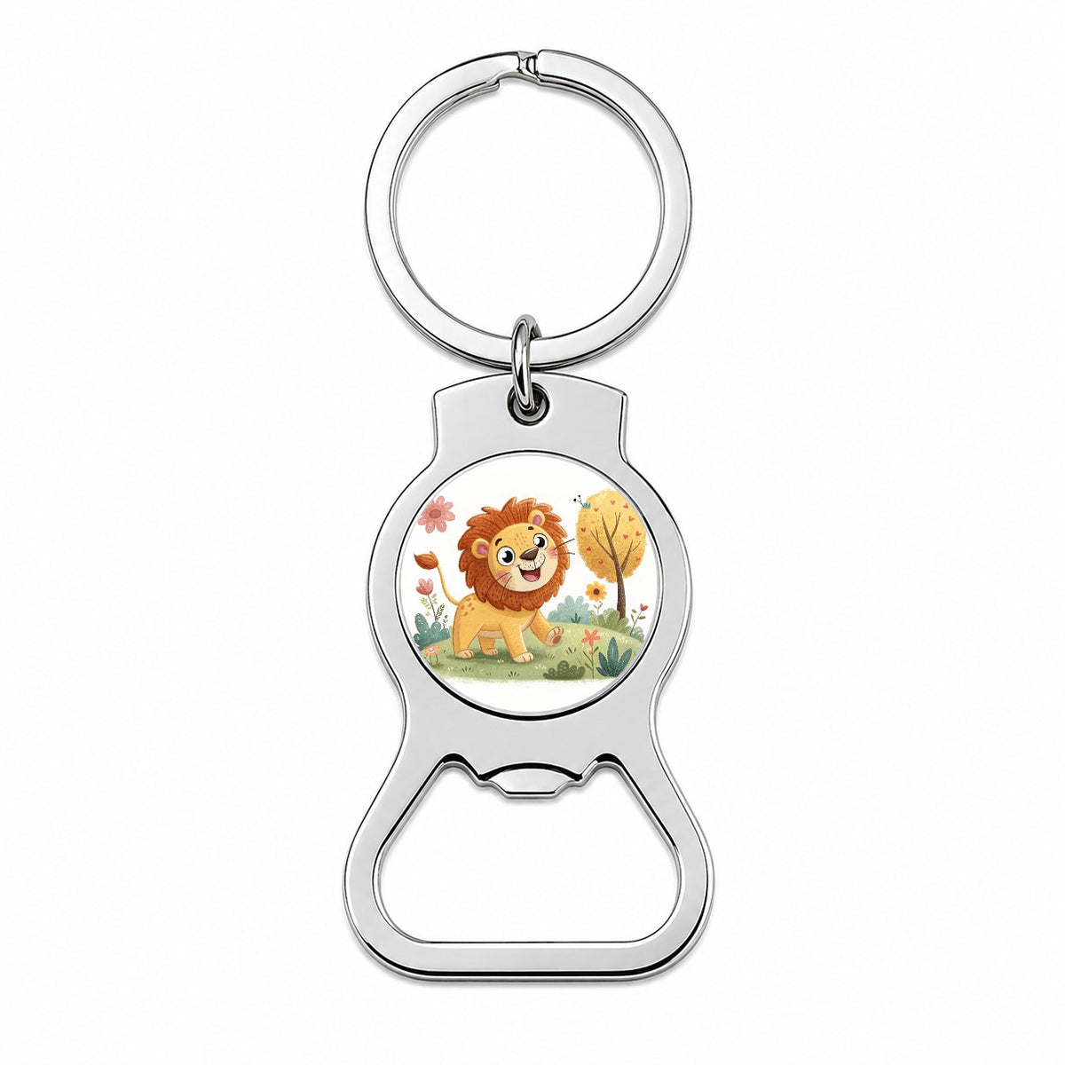 Lion Children's Illustration Style Bottle Opener Keychain