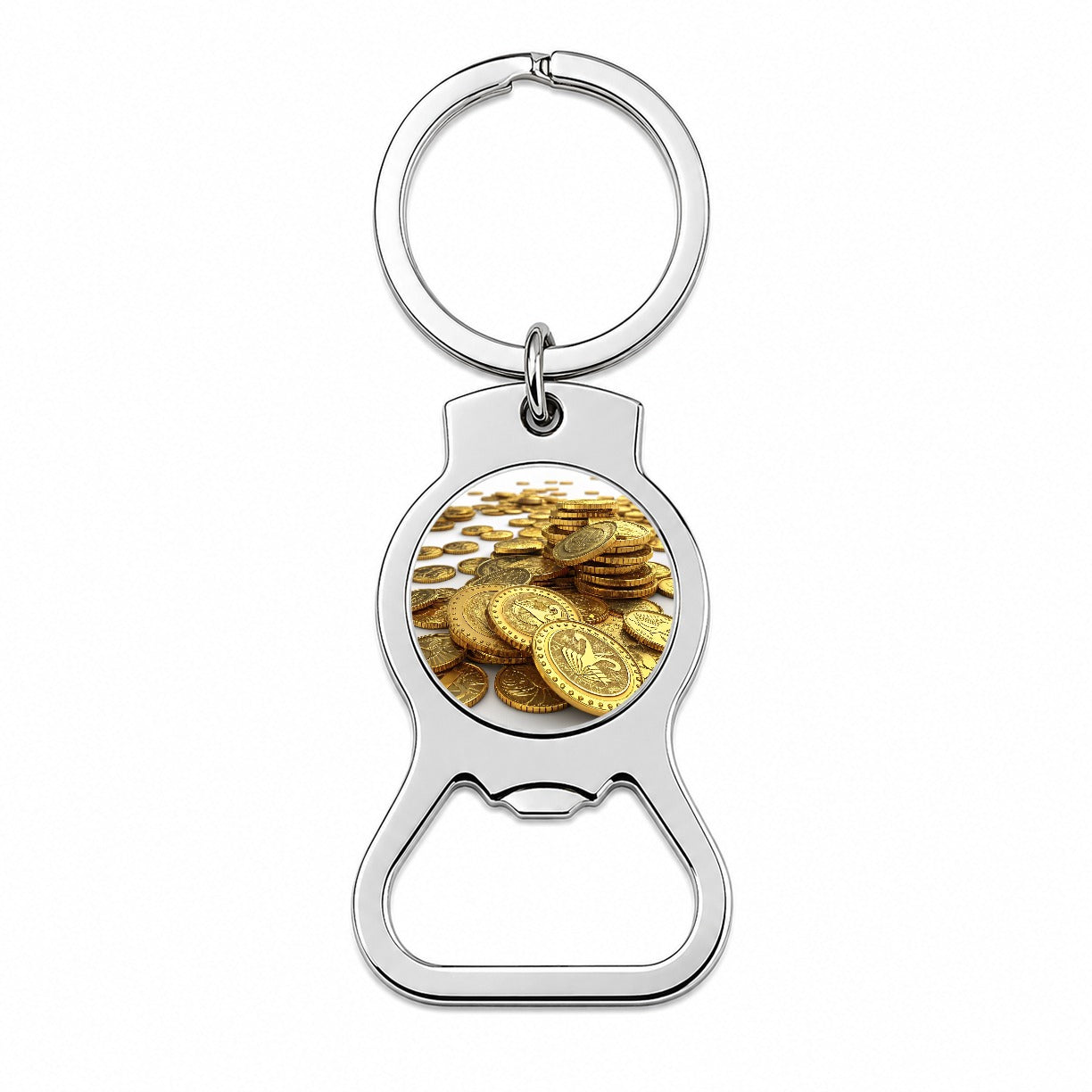Lots of Gold Coins Bottle Opener Keychain