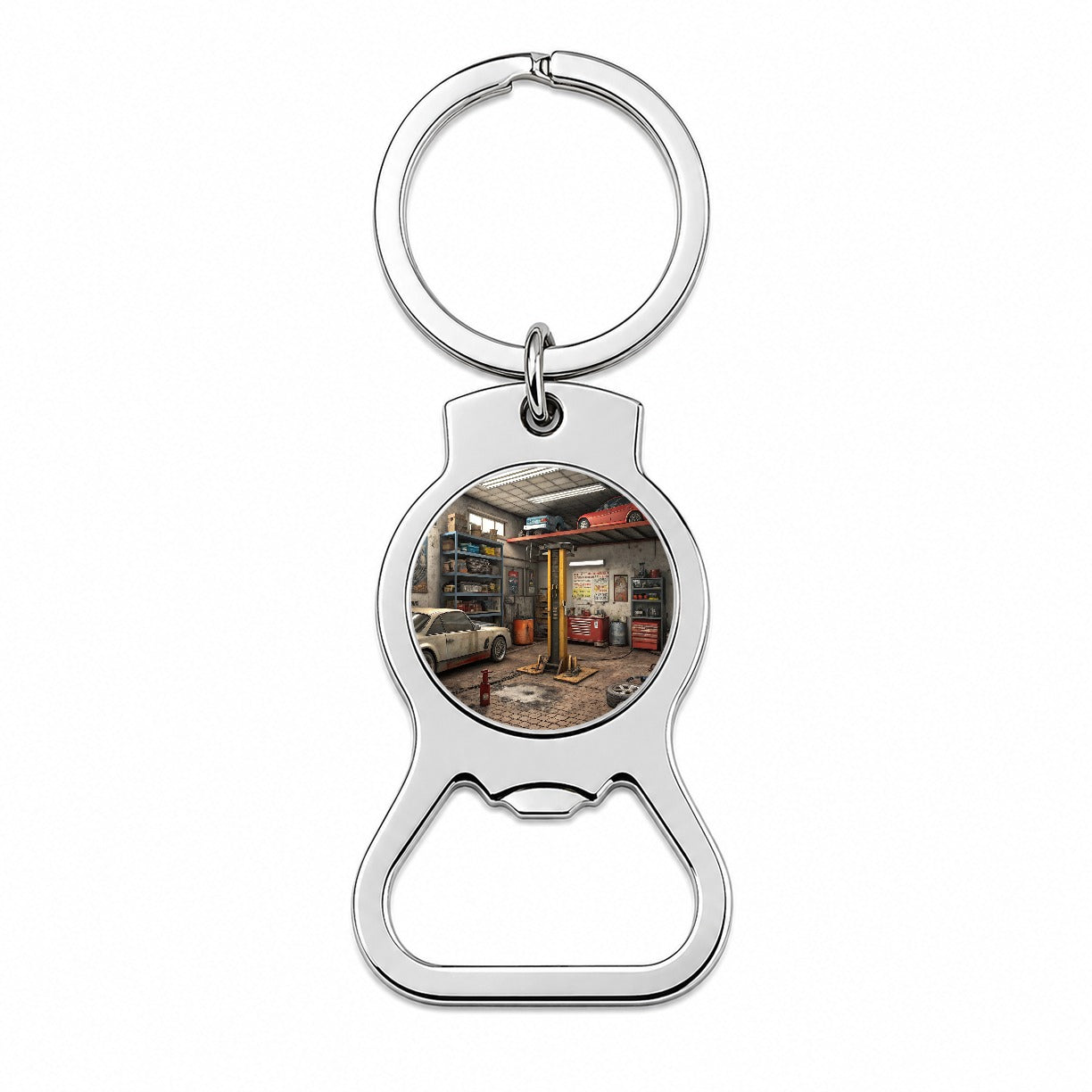 Mechanic Auto Garage Shop Bottle Opener Keychain