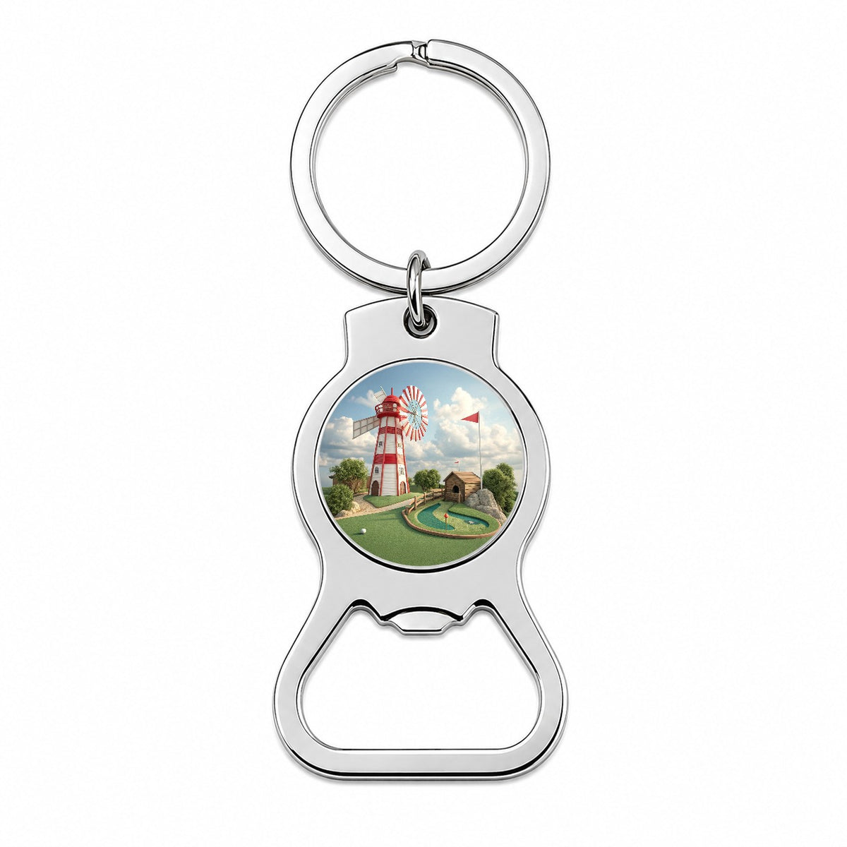 Miniature Golf Course Windmill Bottle Opener Keychain