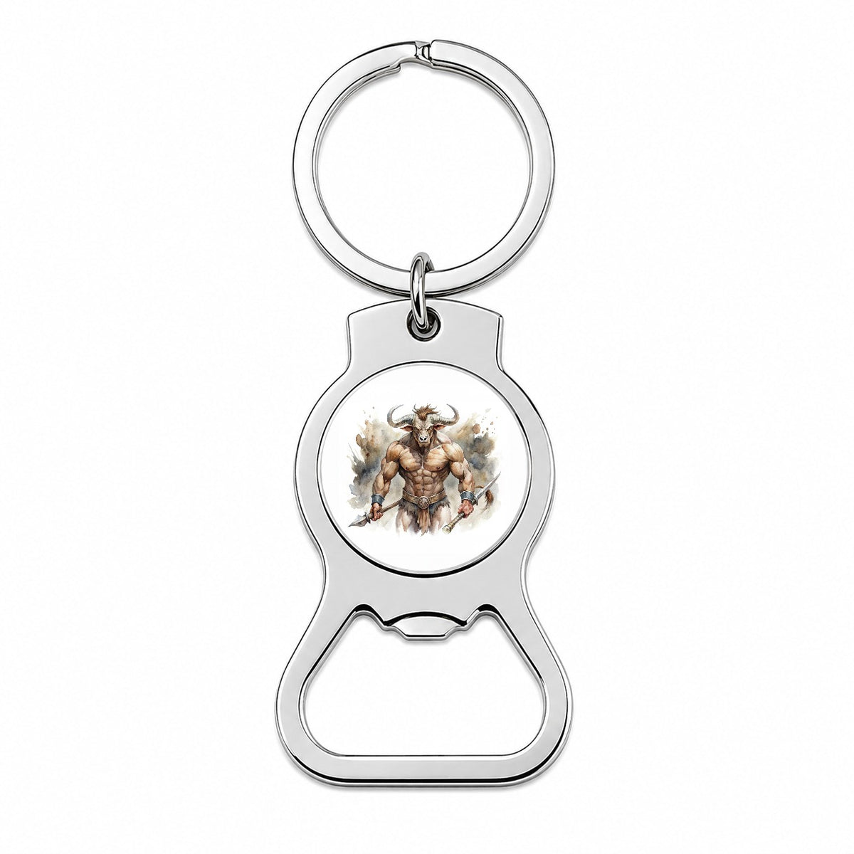 Minotaur Greek Mythology Watercolor Bottle Opener Keychain