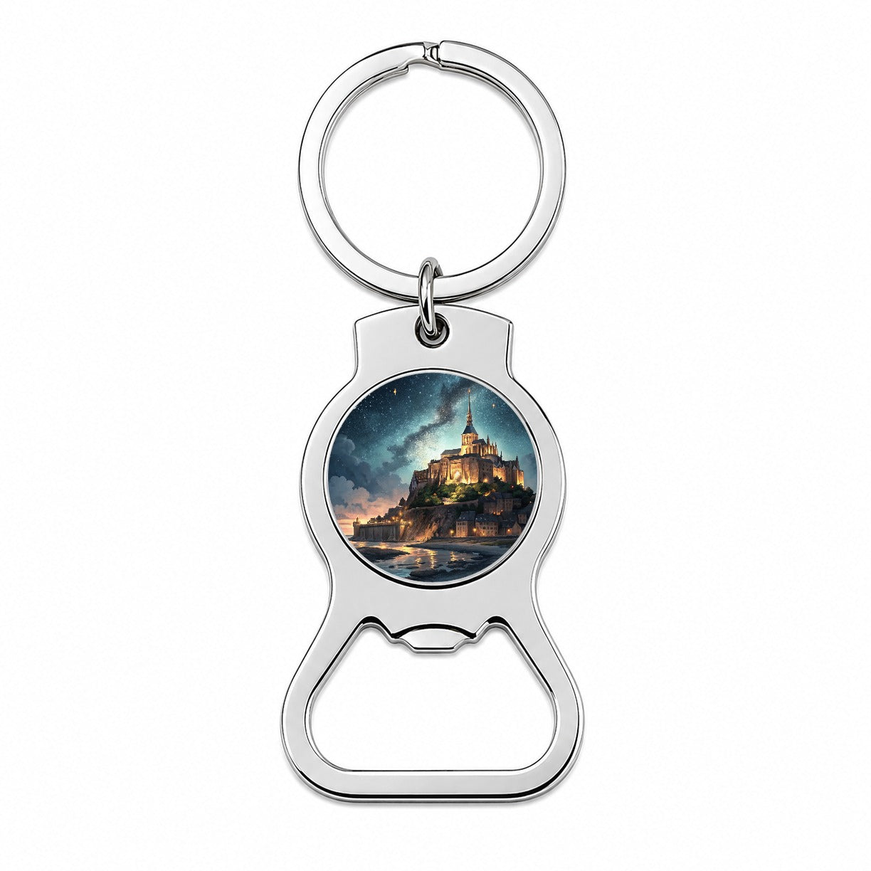 Mont Saint Michel Monastery Lit Up At Night Normandy Bottle Opener Keychain