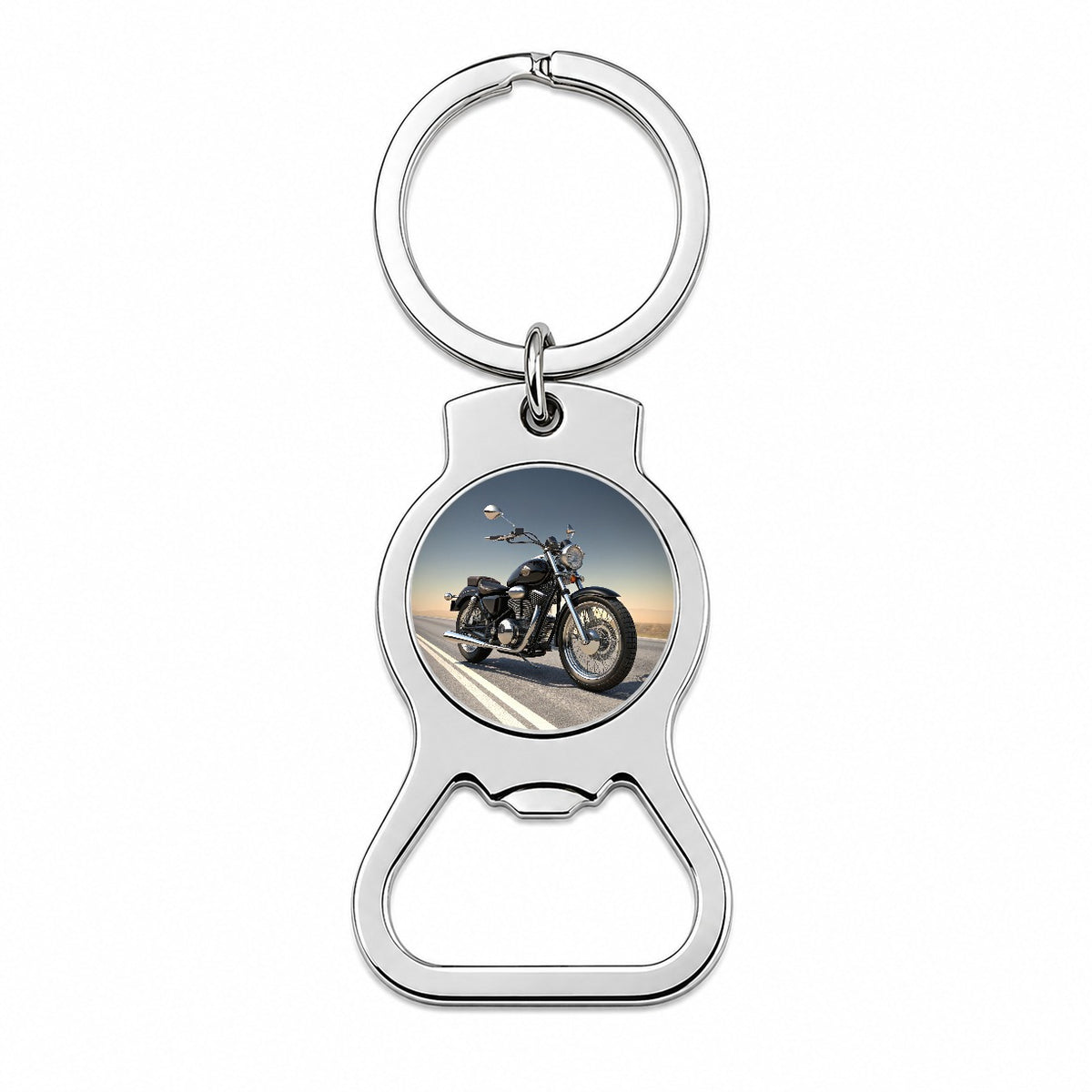 Motorcycle on the Road Bottle Opener Keychain