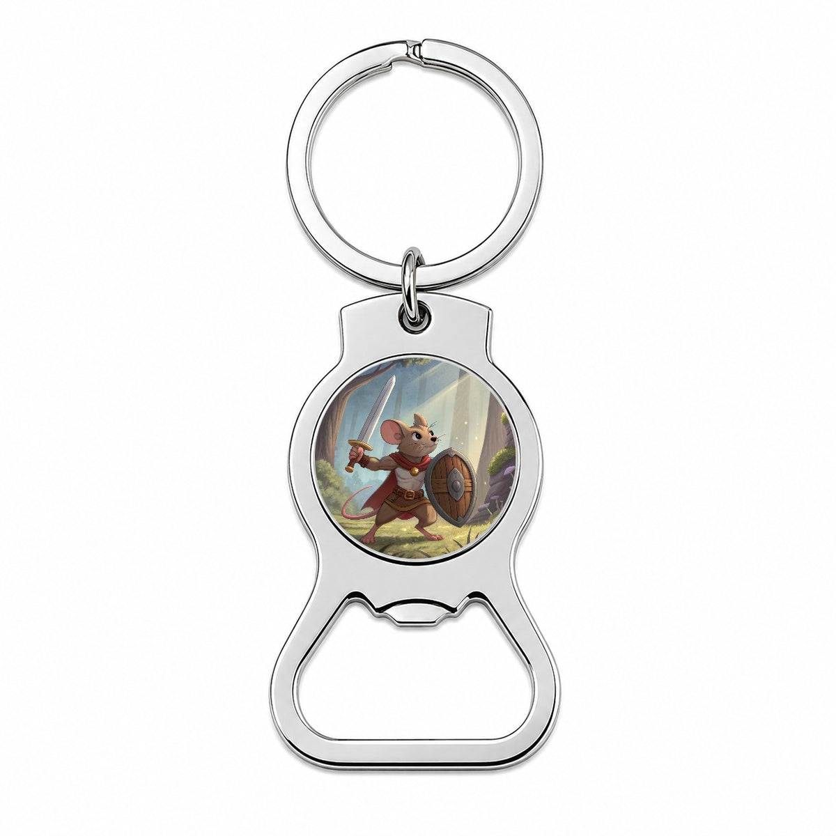 Mouse Warrior With Sword And Shield Bottle Opener Keychain