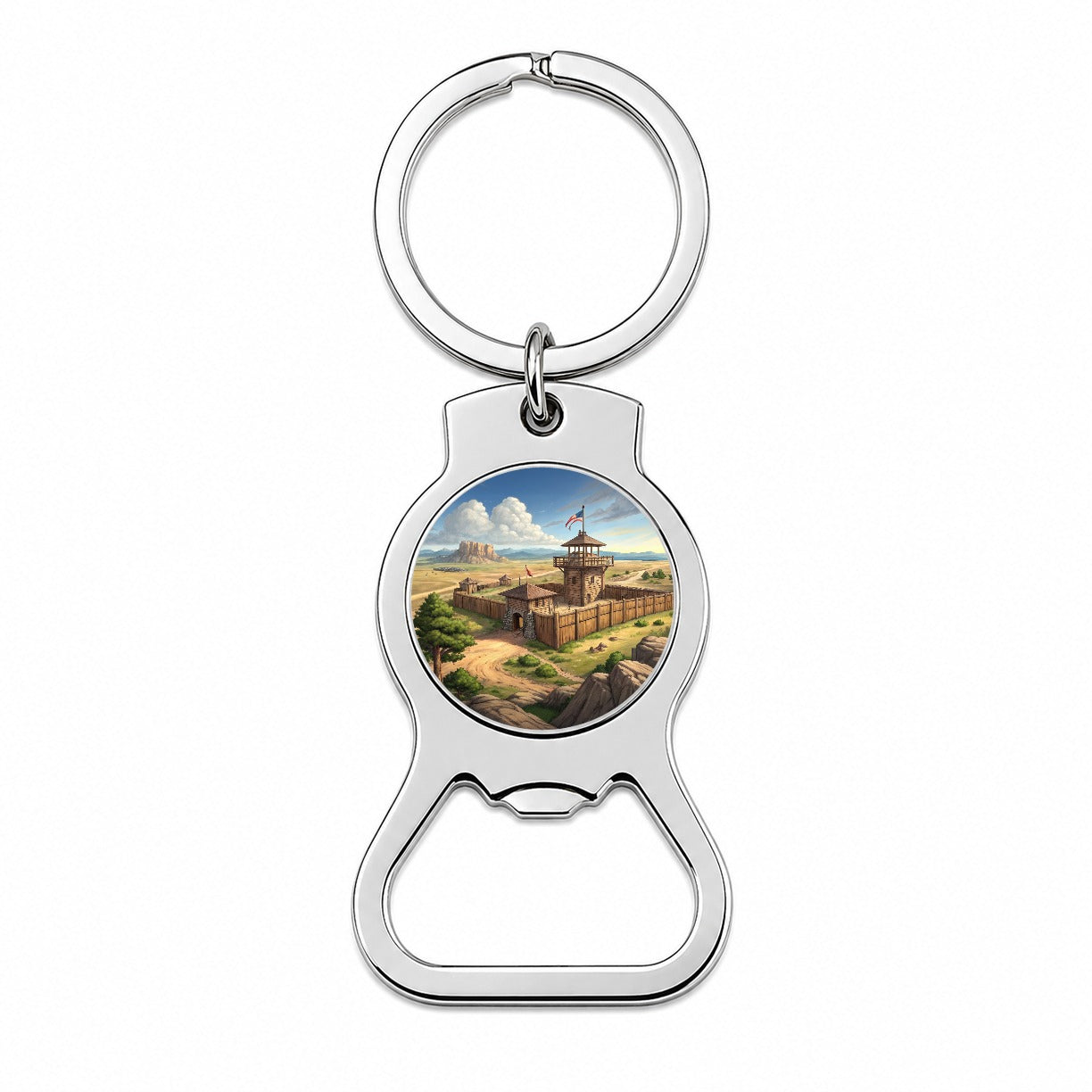 Old West Frontier Fort Cowboy Western Bottle Opener Keychain