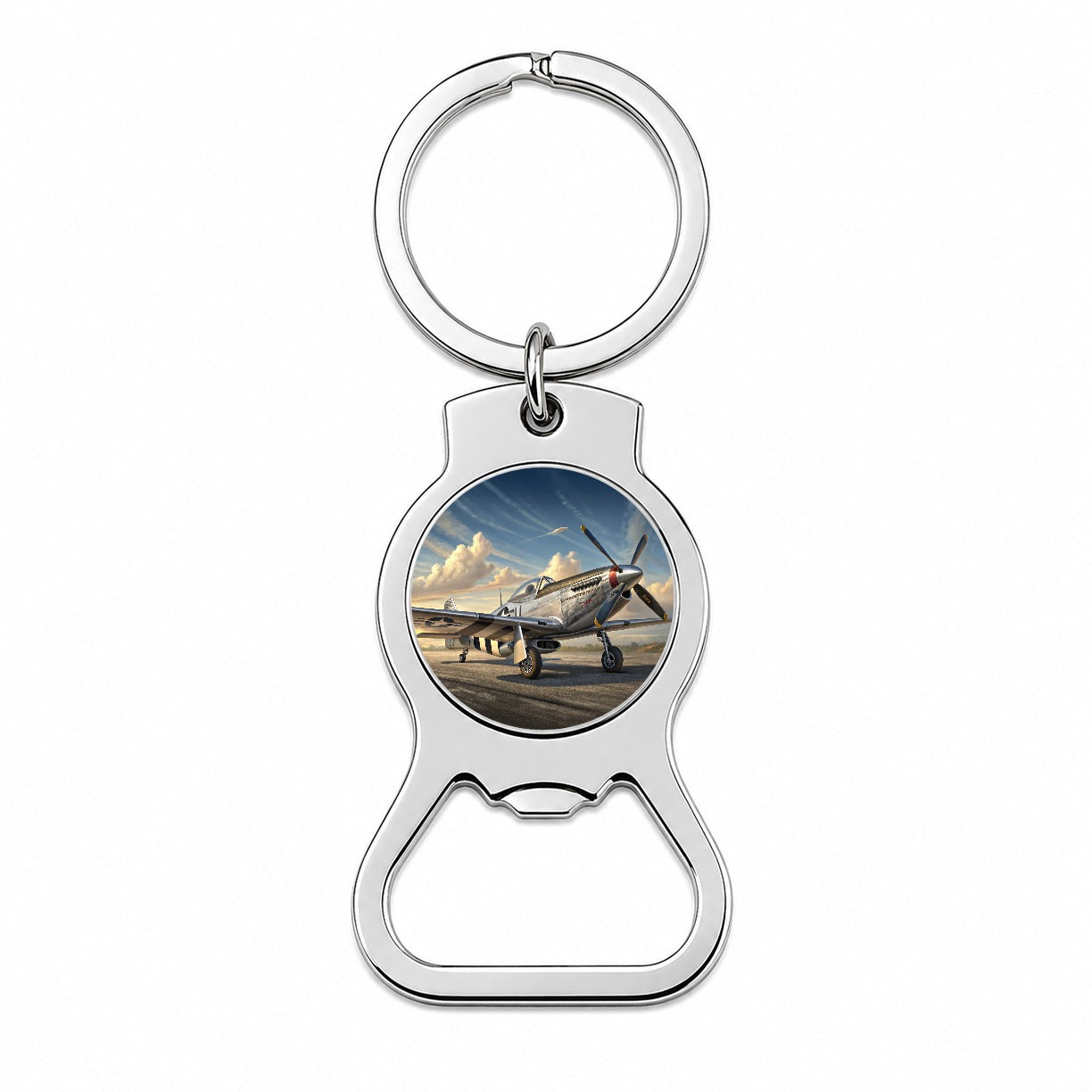 P-51 Mustang WWII US Fighter Plane Bottle Opener Keychain