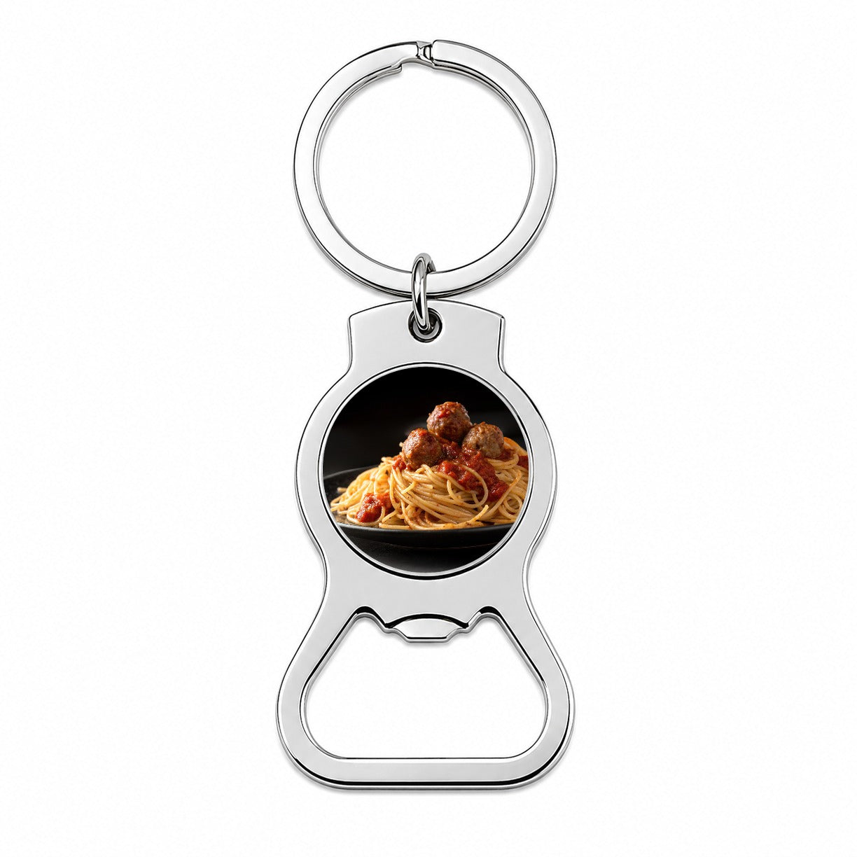 Pasta Spaghetti Sauce And Meatballs Bottle Opener Keychain