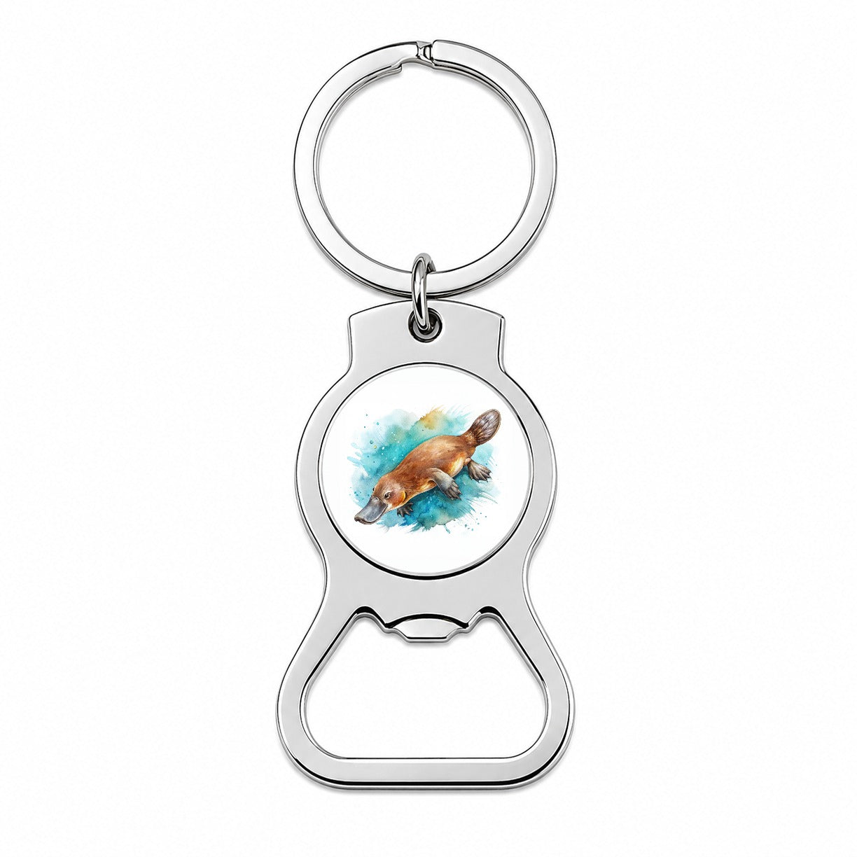 Platypus Swimming Watercolor Bottle Opener Keychain