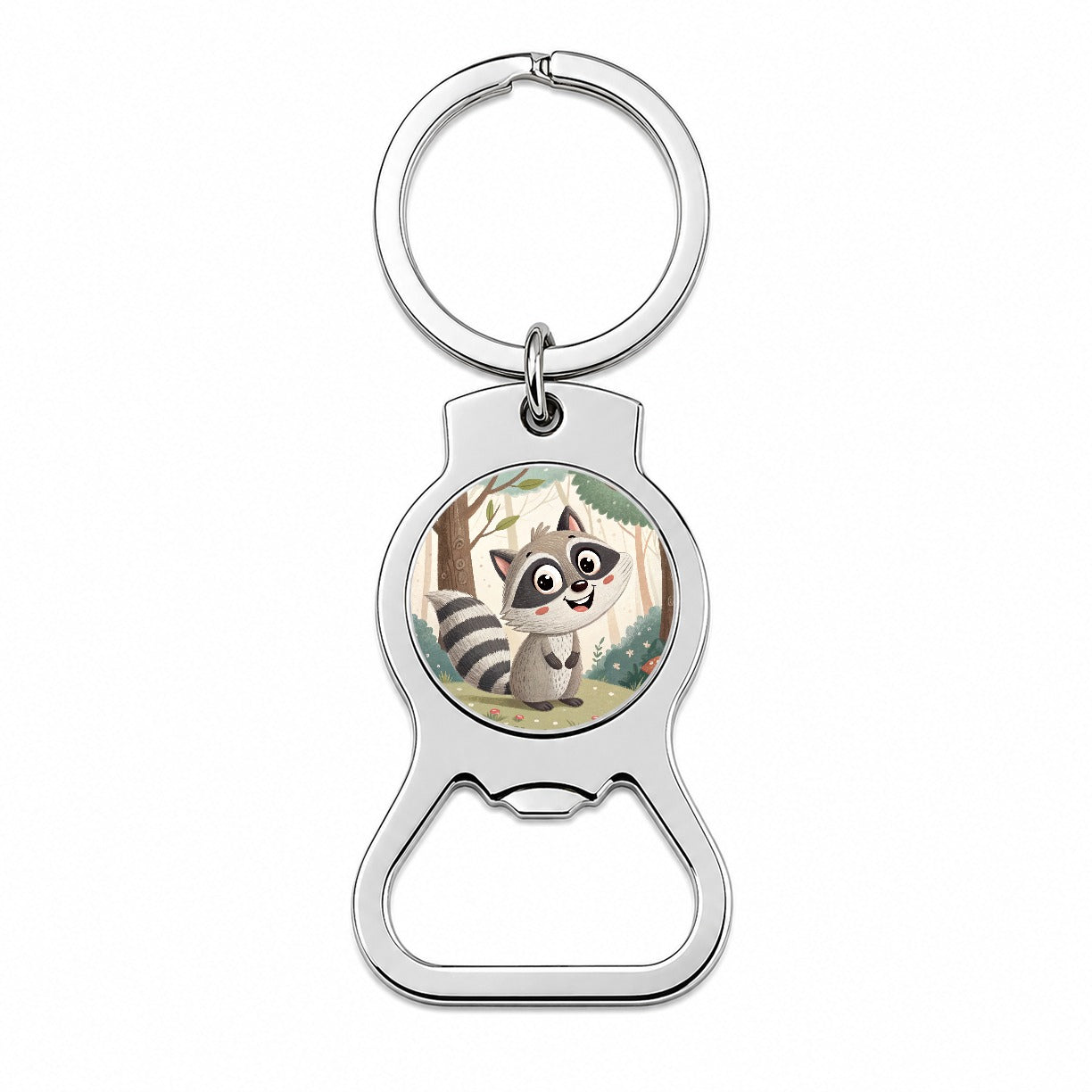Raccoon Children's Illustration Style Bottle Opener Keychain