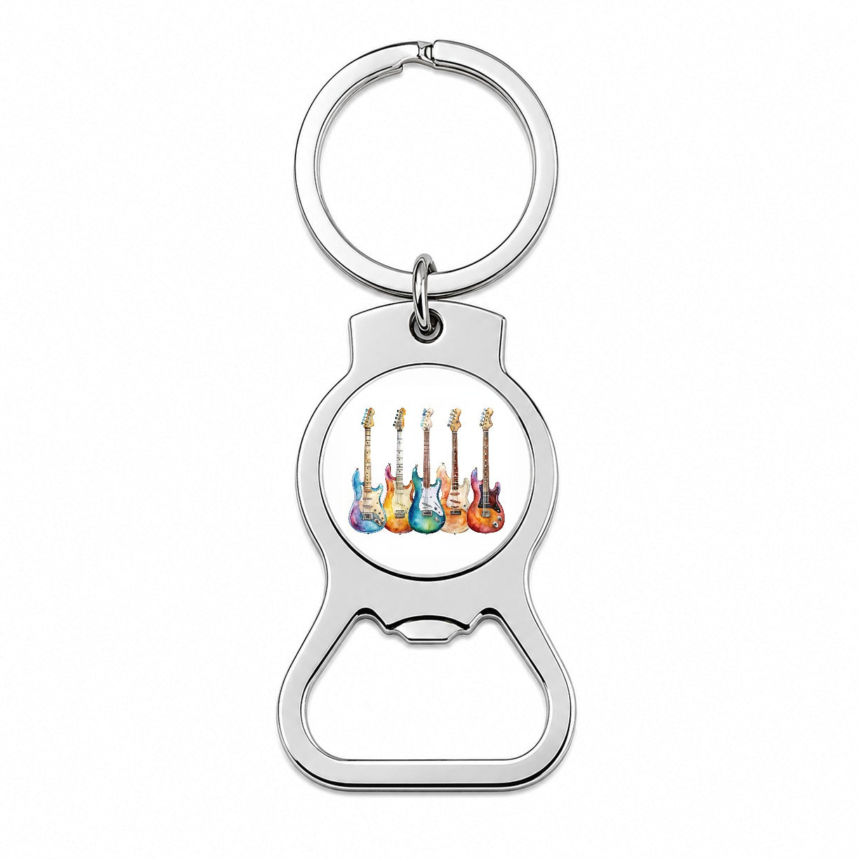 Rock And Roll Guitar Collection Watercolor Bottle Opener Keychain