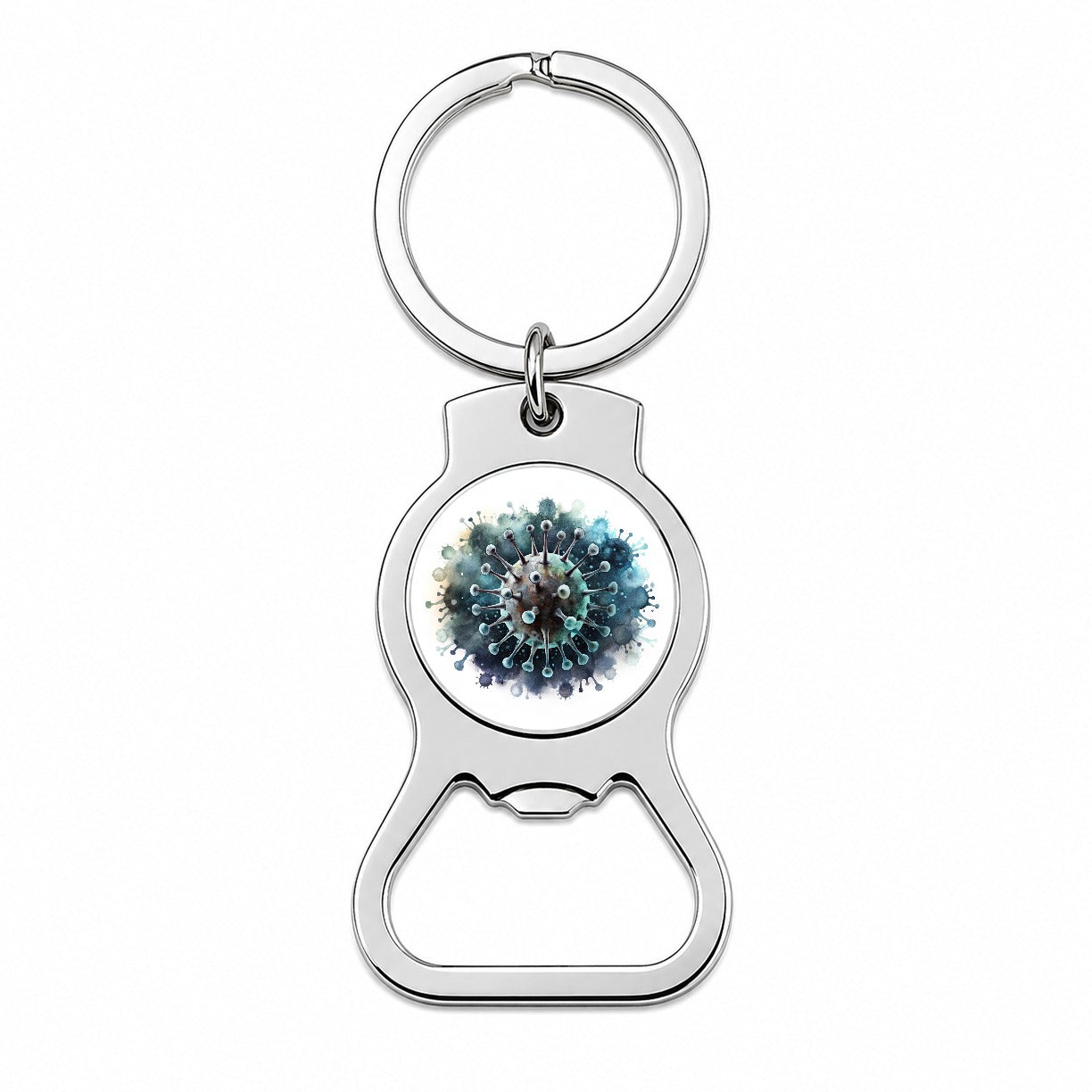 Scary Virus Black Watercolor Bottle Opener Keychain