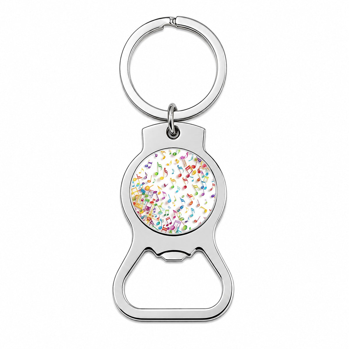 Scattered Colorful Rainbow Music Musical Notes Bottle Opener Keychain