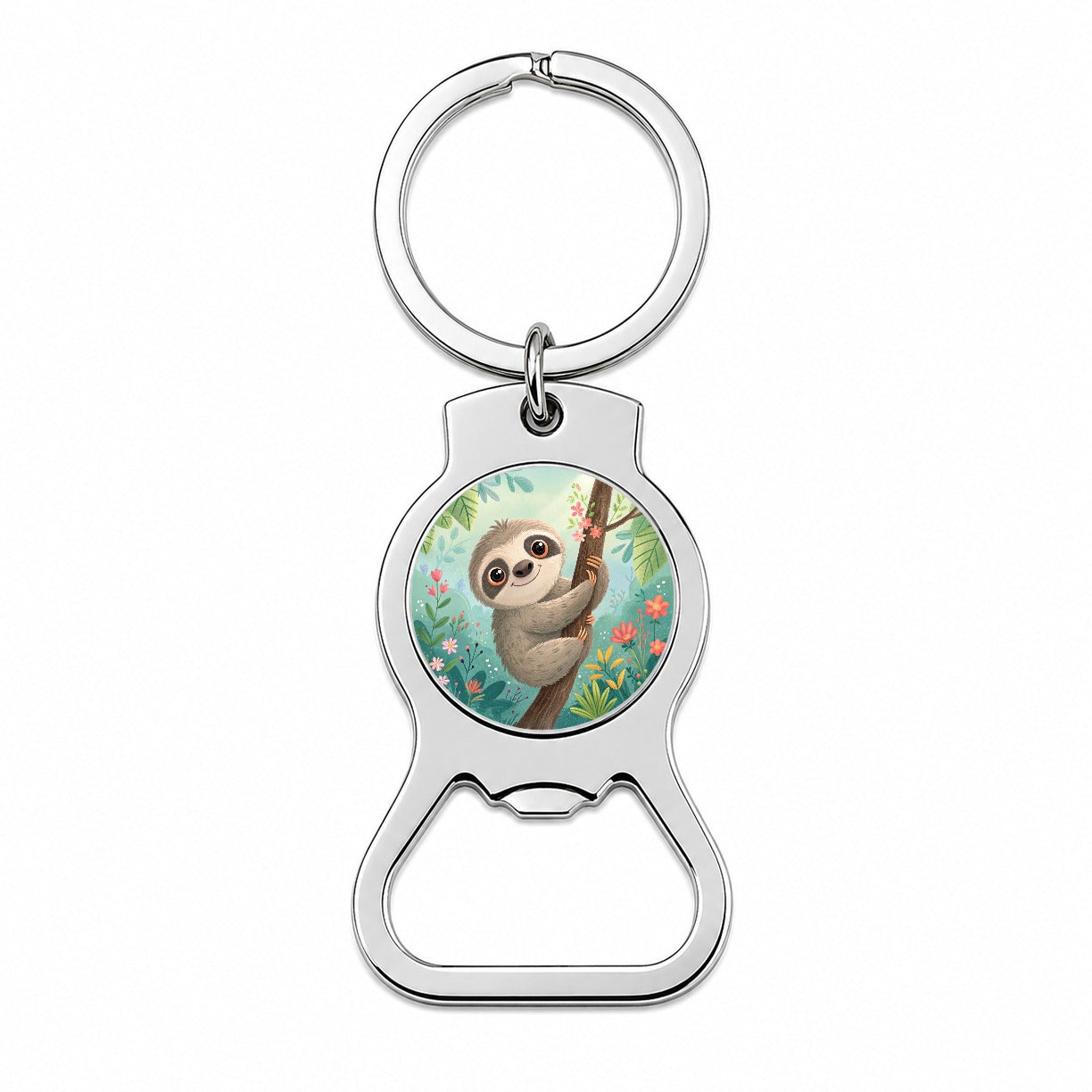 Sloth Children's Illustration Style Bottle Opener Keychain