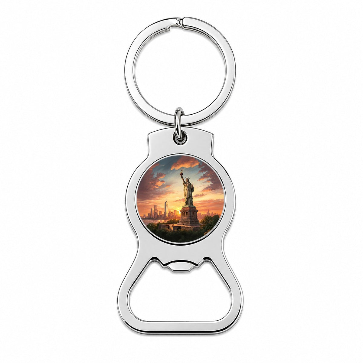 Statue Of Liberty During Sunset New York City Bottle Opener Keychain