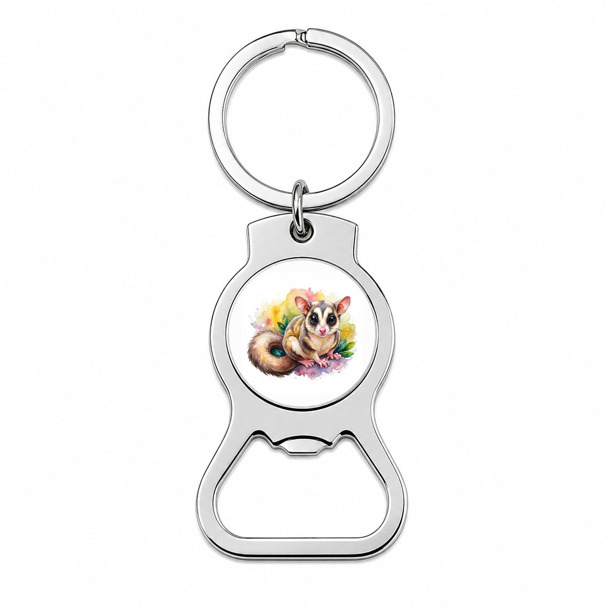 Sugar Glider Watercolor Bottle Opener Keychain
