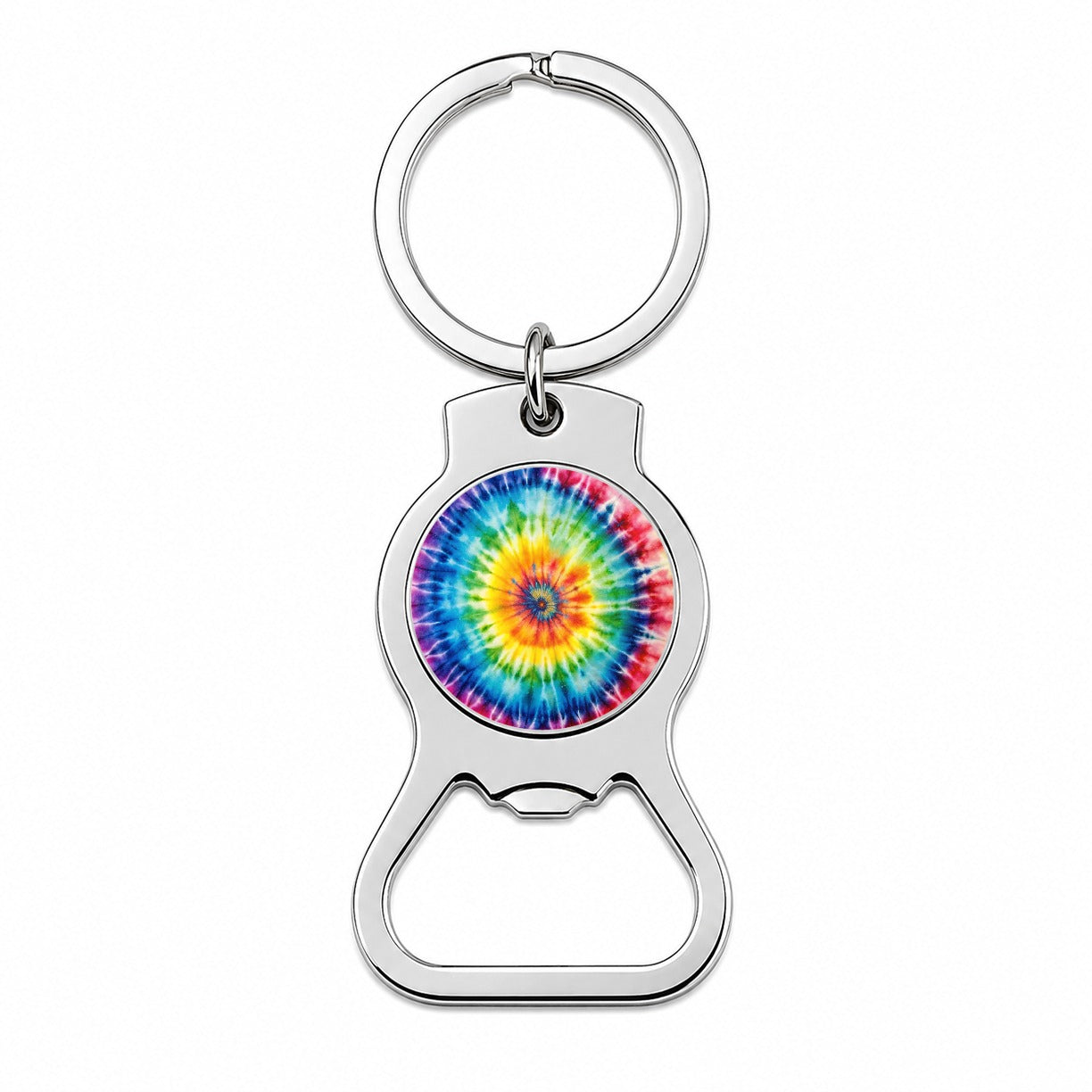 Tie-Dye Watercolor Design Bottle Opener Keychain