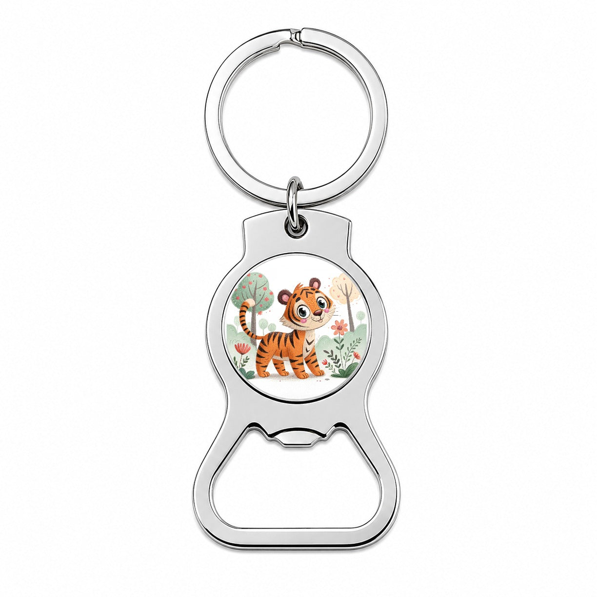 Tiger Children's Illustration Style Bottle Opener Keychain