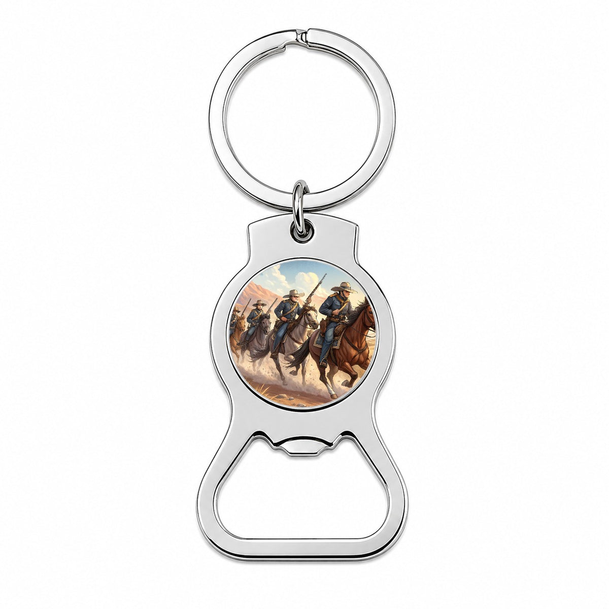 US Cavalry Charge Cowboy Western Old West Bottle Opener Keychain