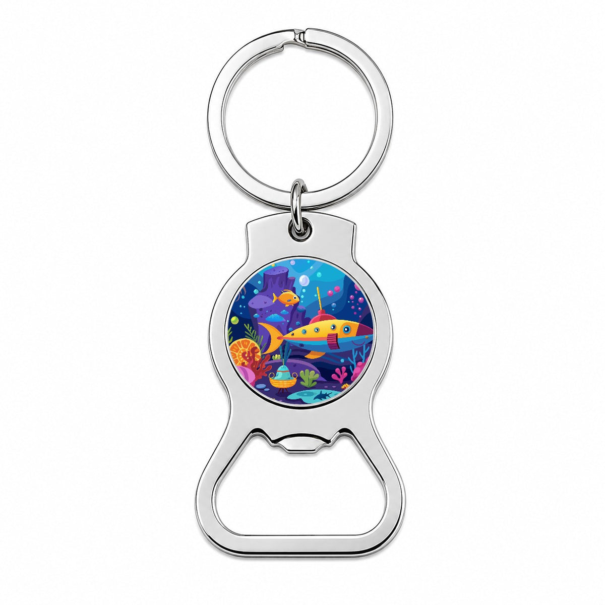 Vibrant Colored Undersea Underwater Ocean Fantasy World Bottle Opener Keychain