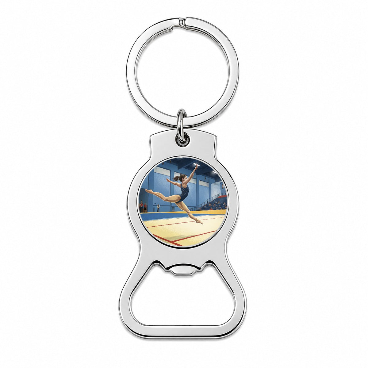 Women's Gymnastics Floor Routine Bottle Opener Keychain