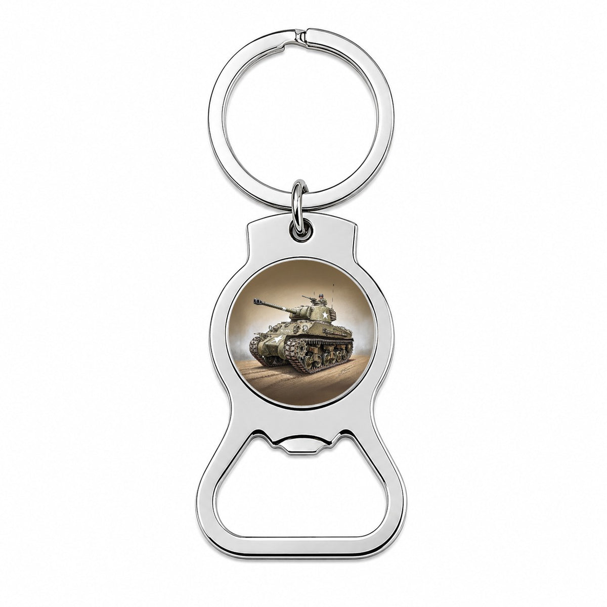 WWII M4 Sherman US Medium Tank Bottle Opener Keychain