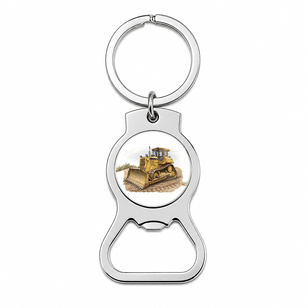 Yellow Bulldozer Construction Equipment Bottle Opener Keychain