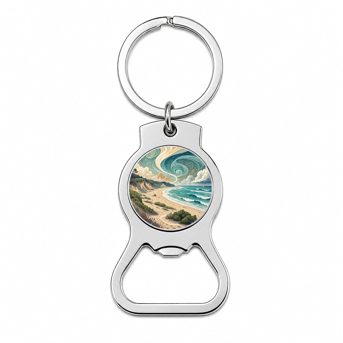 Abstract Beach Shore Landscape Bottle Opener Keychain