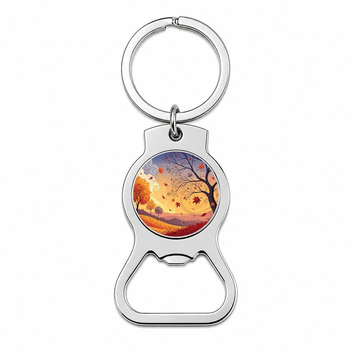 Abstract Fall Autumn Scenic Landscape Bottle Opener Keychain