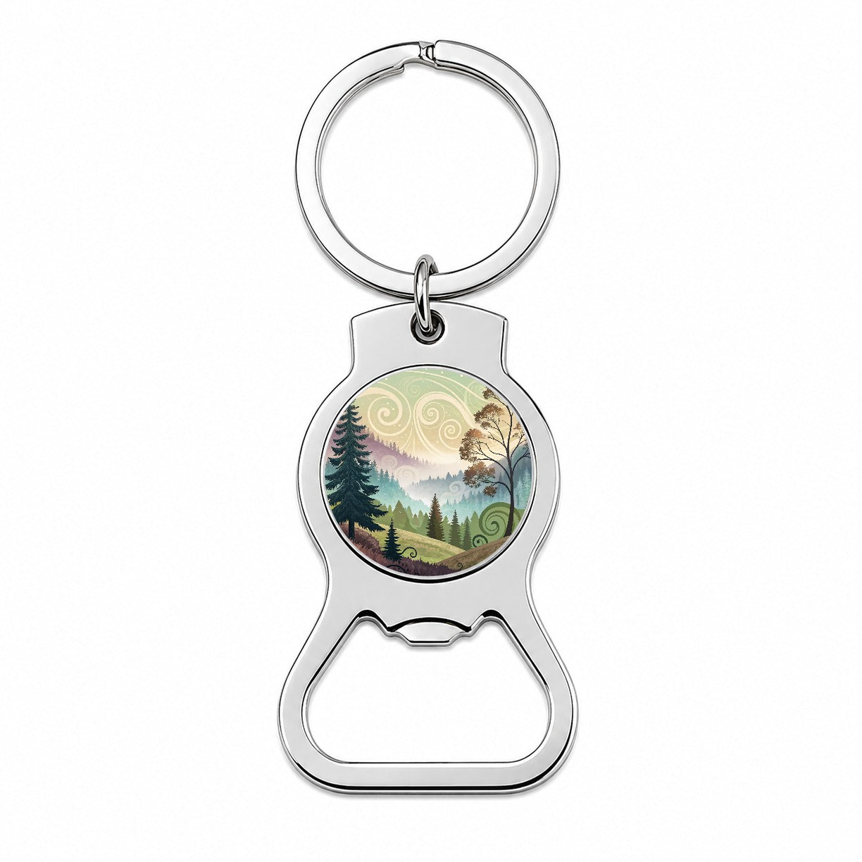 Abstract Pastel Forest Landscape Bottle Opener Keychain