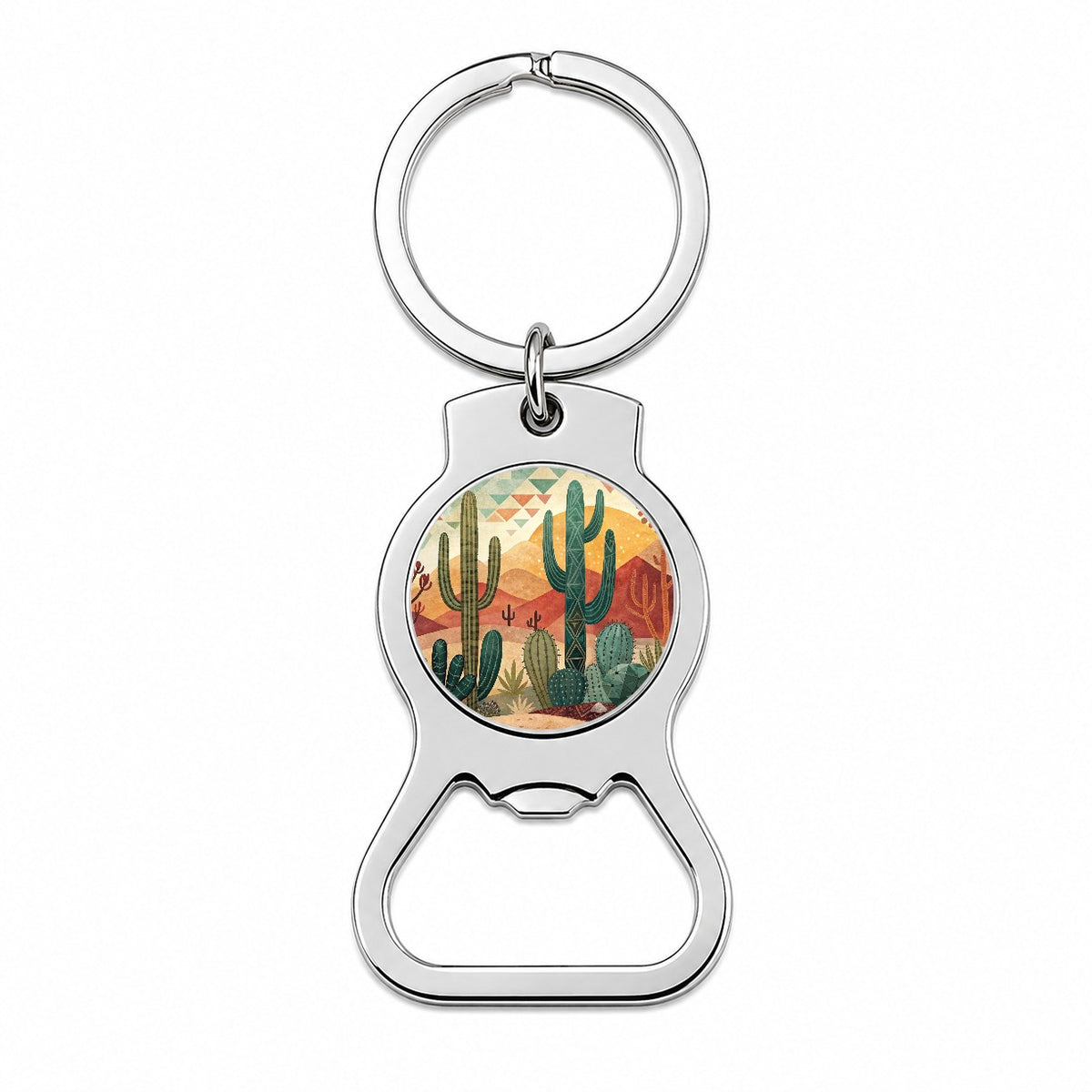 Abstract Southwestern Cactus Desert Design Bottle Opener Keychain