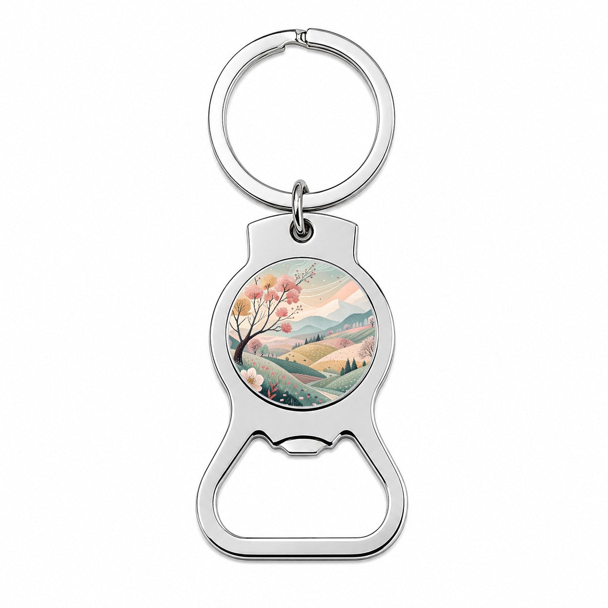 Abstract Spring Landscape Bottle Opener Keychain