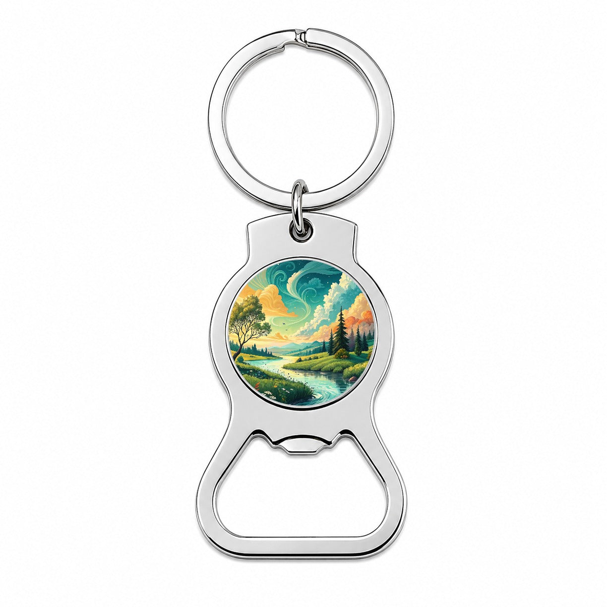Abstract Summer Landscape Bottle Opener Keychain