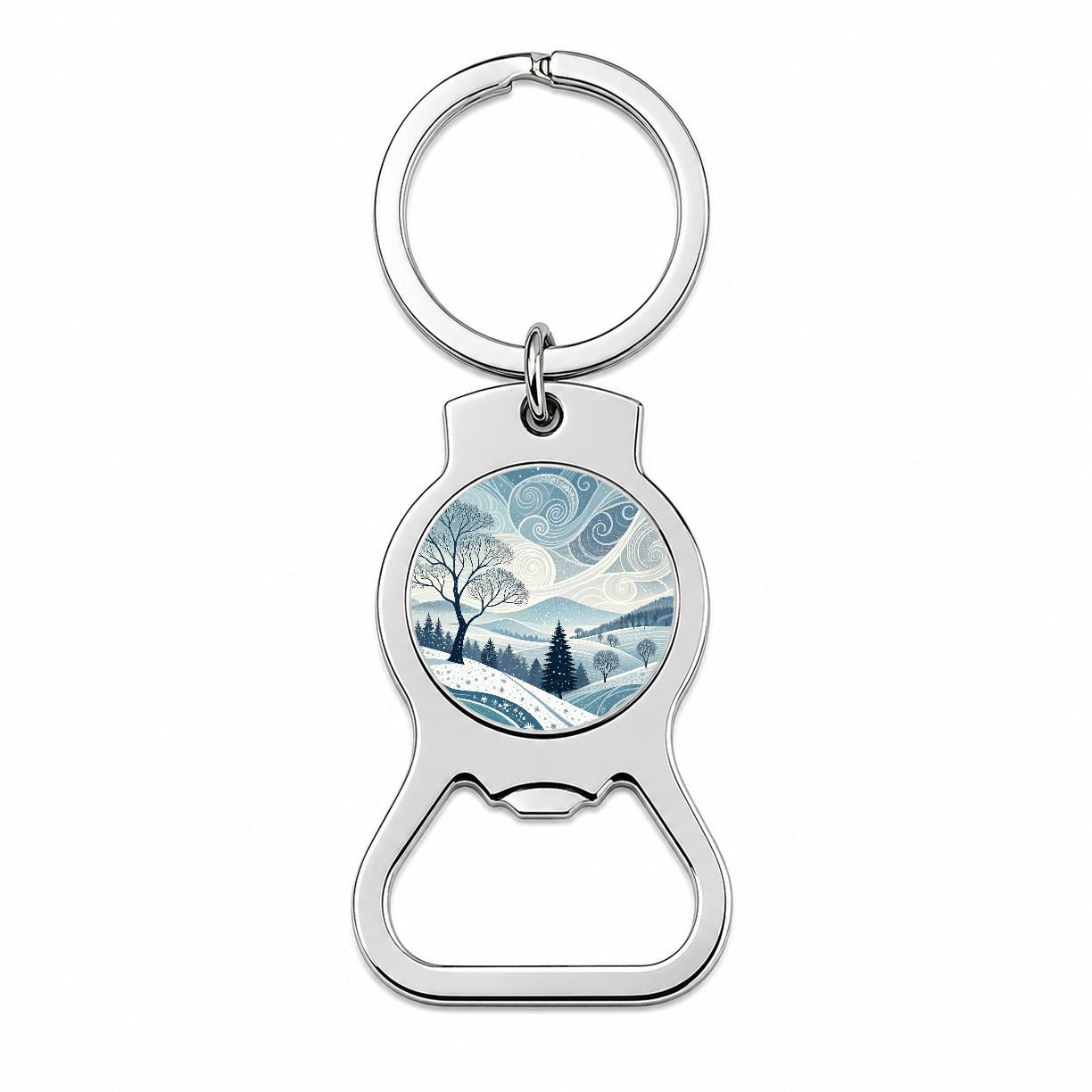 Abstract Winter Landscape Bottle Opener Keychain