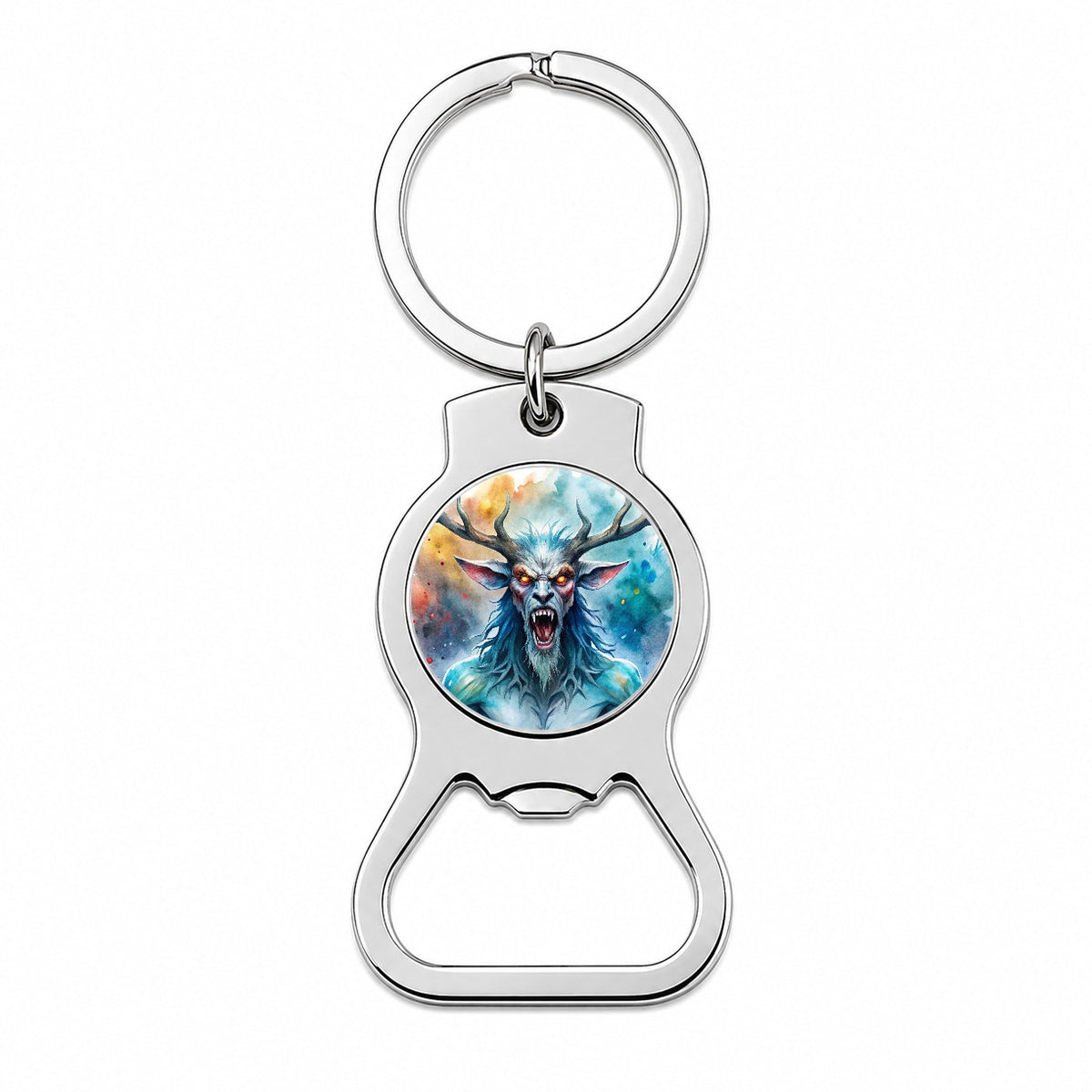 Angry Wendigo Algonquian Folklore Monster Watercolor Bottle Opener Keychain
