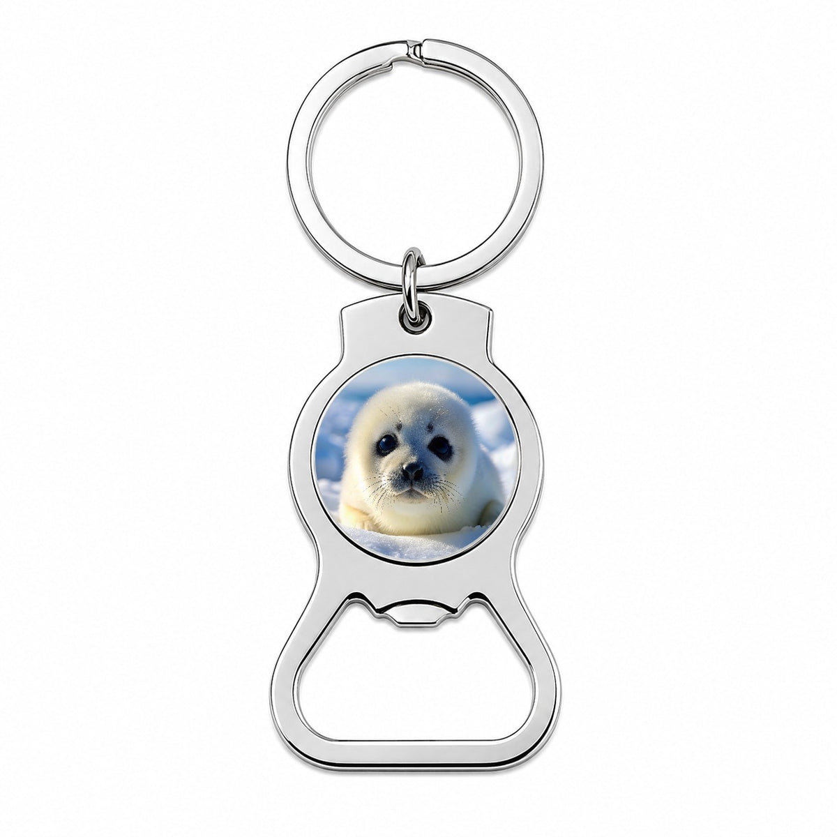 Baby Harp Seal Bottle Opener Keychain