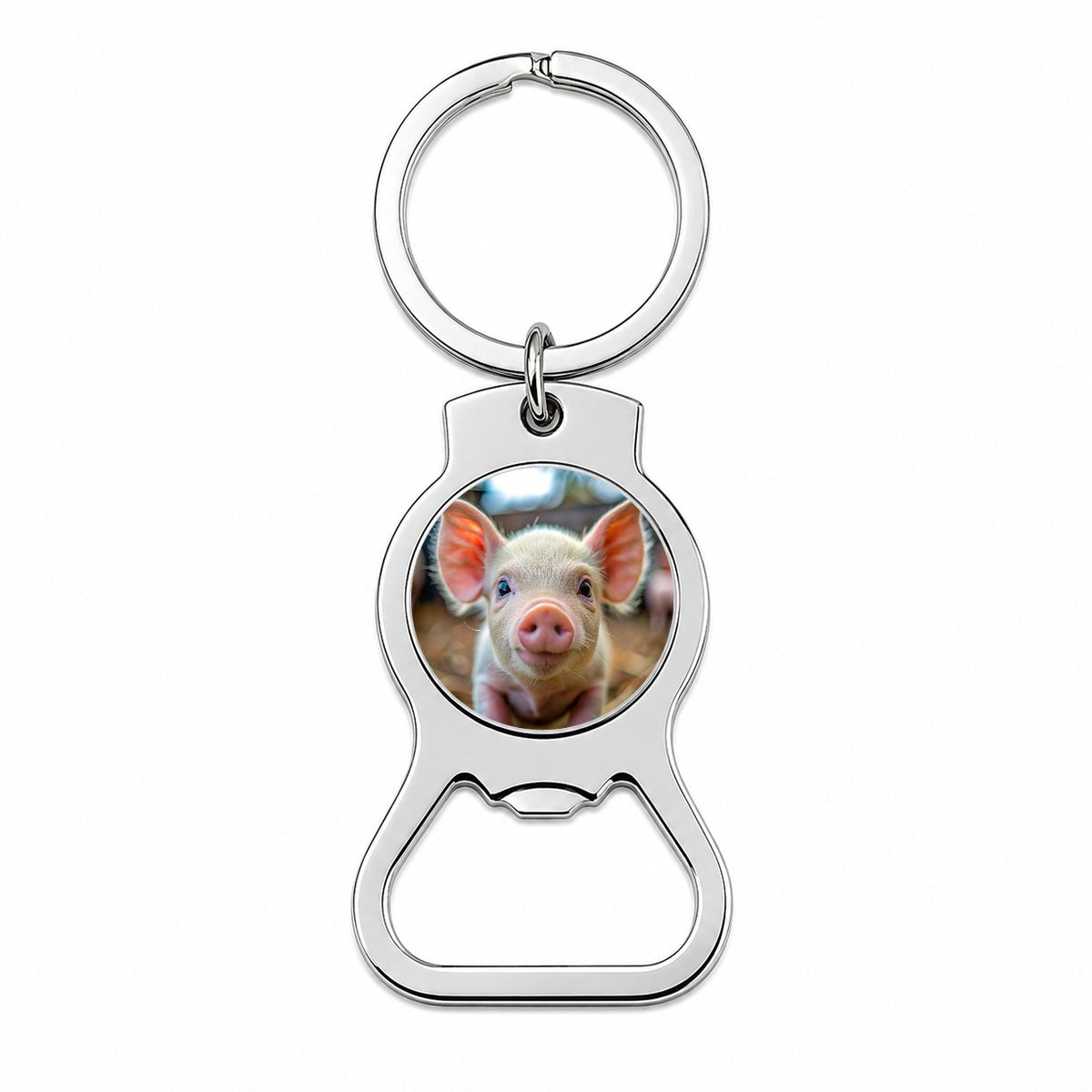 Baby Pig Face Bottle Opener Keychain