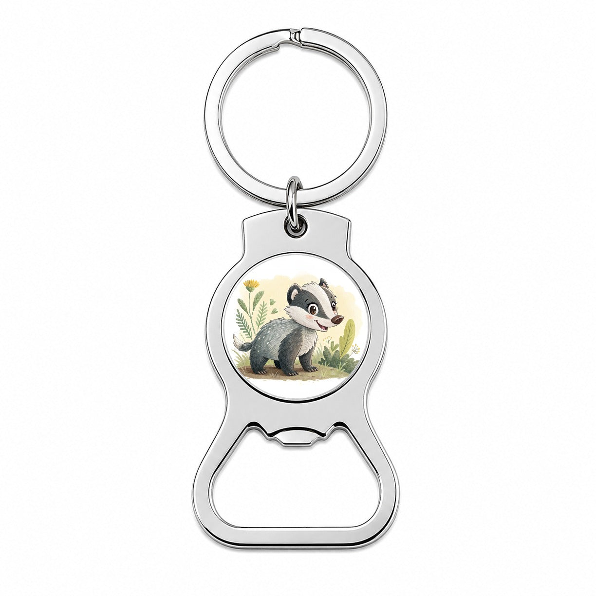 Badger Children's Illustration Style Bottle Opener Keychain