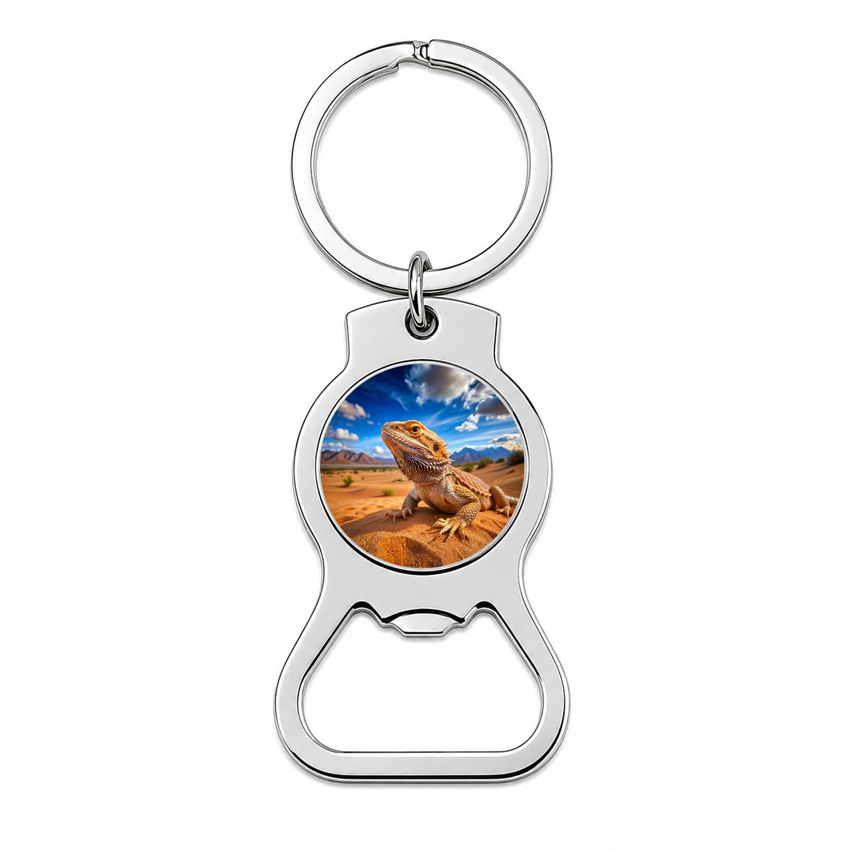 Bearded Dragon Lizard Reptile in the Desert Bottle Opener Keychain