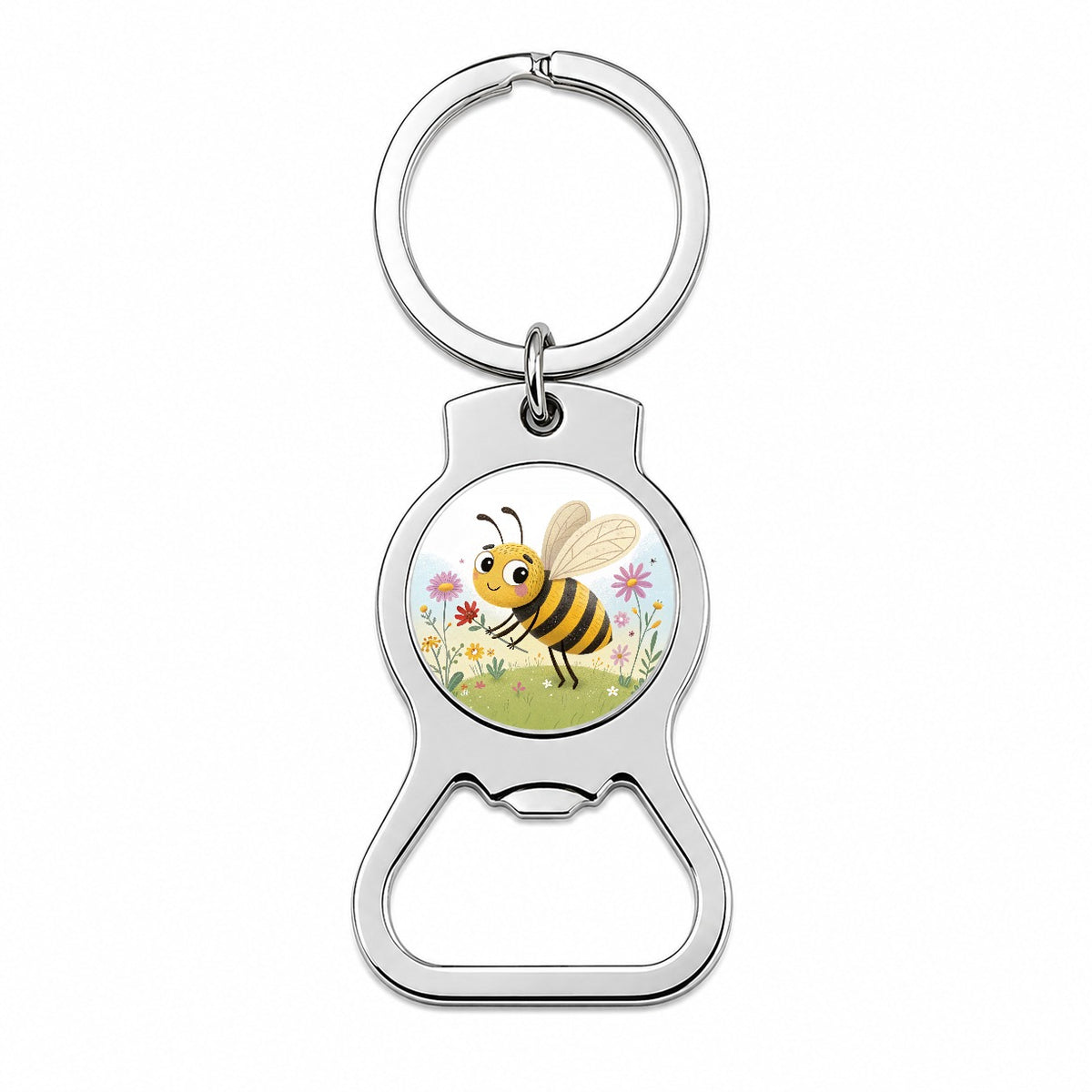 Bee Children's Illustration Style Bottle Opener Keychain