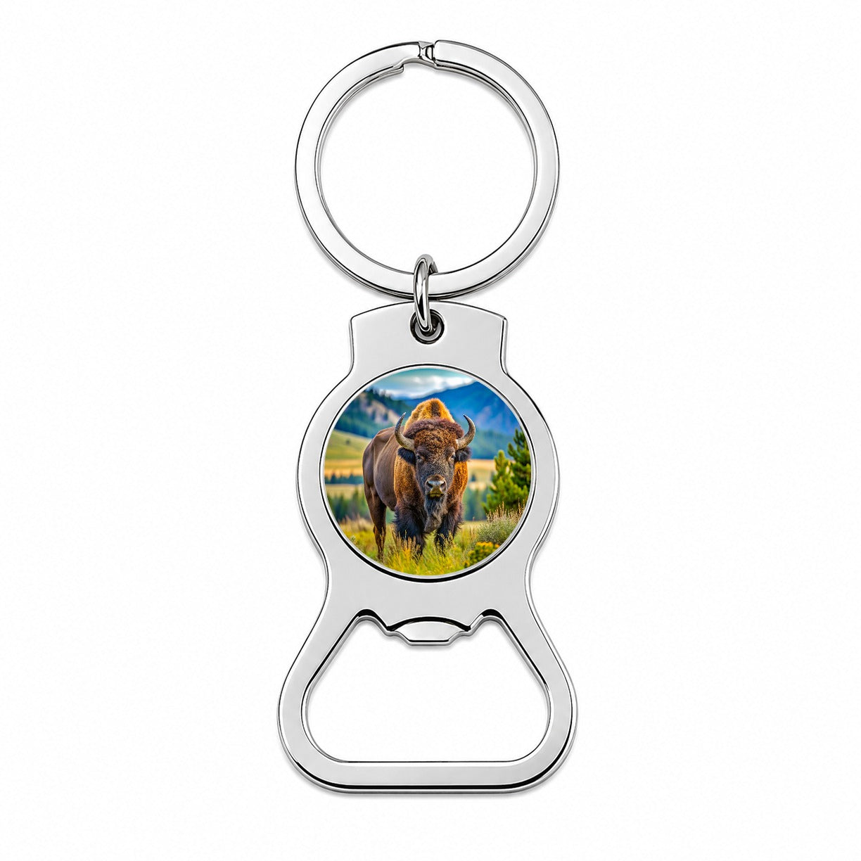 Bison Buffalo Bottle Opener Keychain