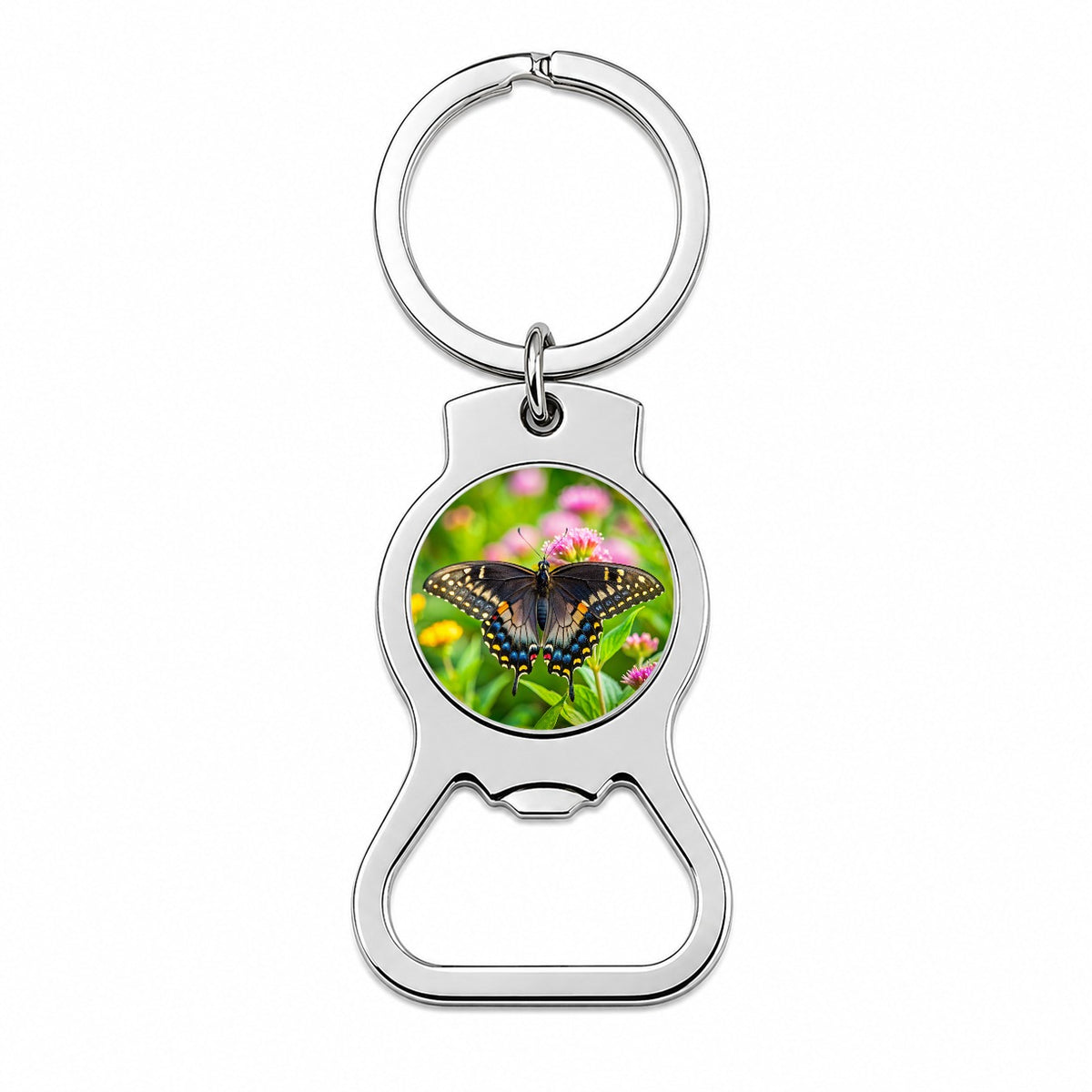 Black Swallowtail Butterfly Bottle Opener Keychain