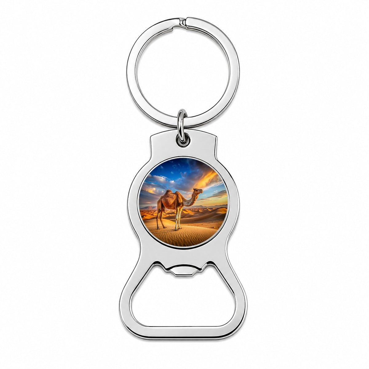 Camel Standing In Desert Bottle Opener Keychain