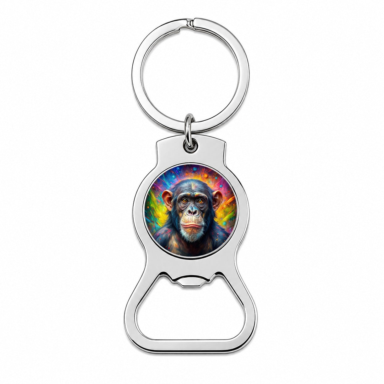 Chimpanzee Monkey Colorful Abstract Art Bottle Opener Keychain