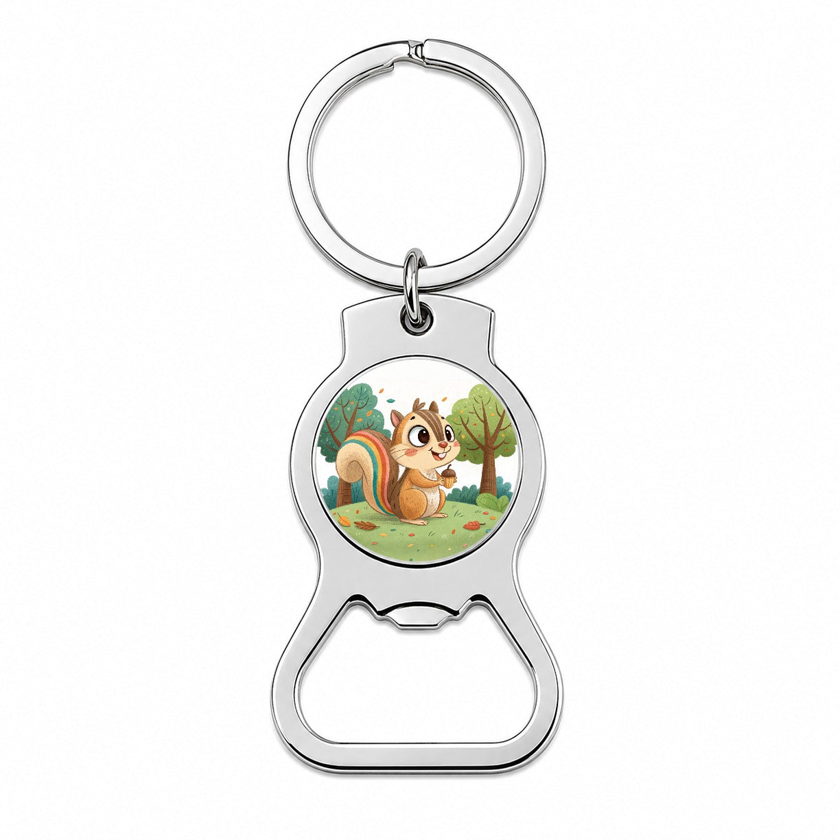 Chipmunk Children's Illustration Style Bottle Opener Keychain